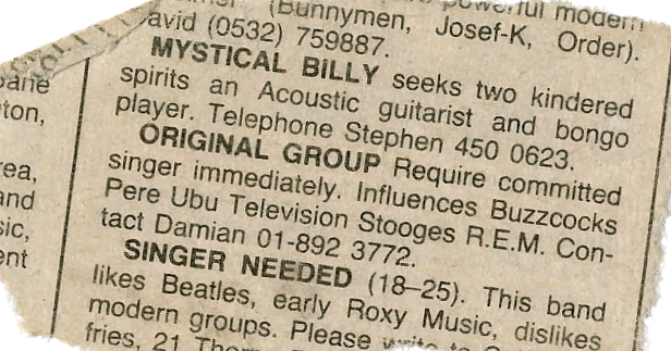 Singer Wanted...
